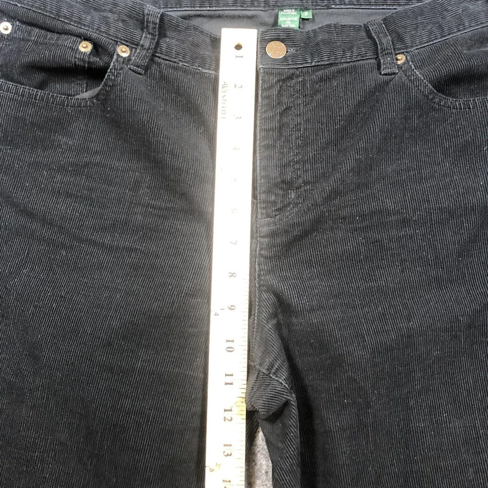 Lauren Jeans Co Corduroy Pants Womens 12 Black Straight Stretch Classic Casual